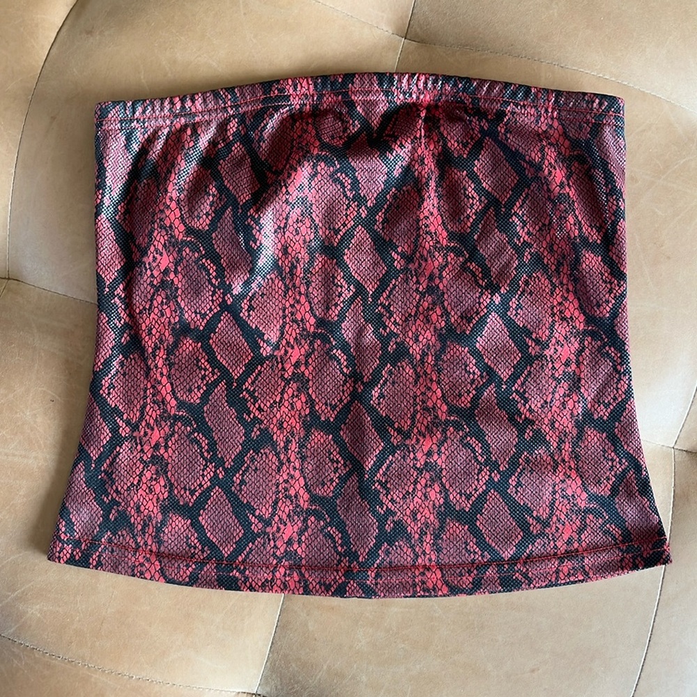 Rave City Red Snake Print Tube Top - L